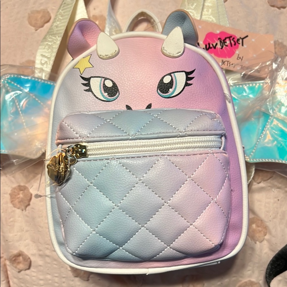 Betsey Johnson Mini winged kitty backpack NWT